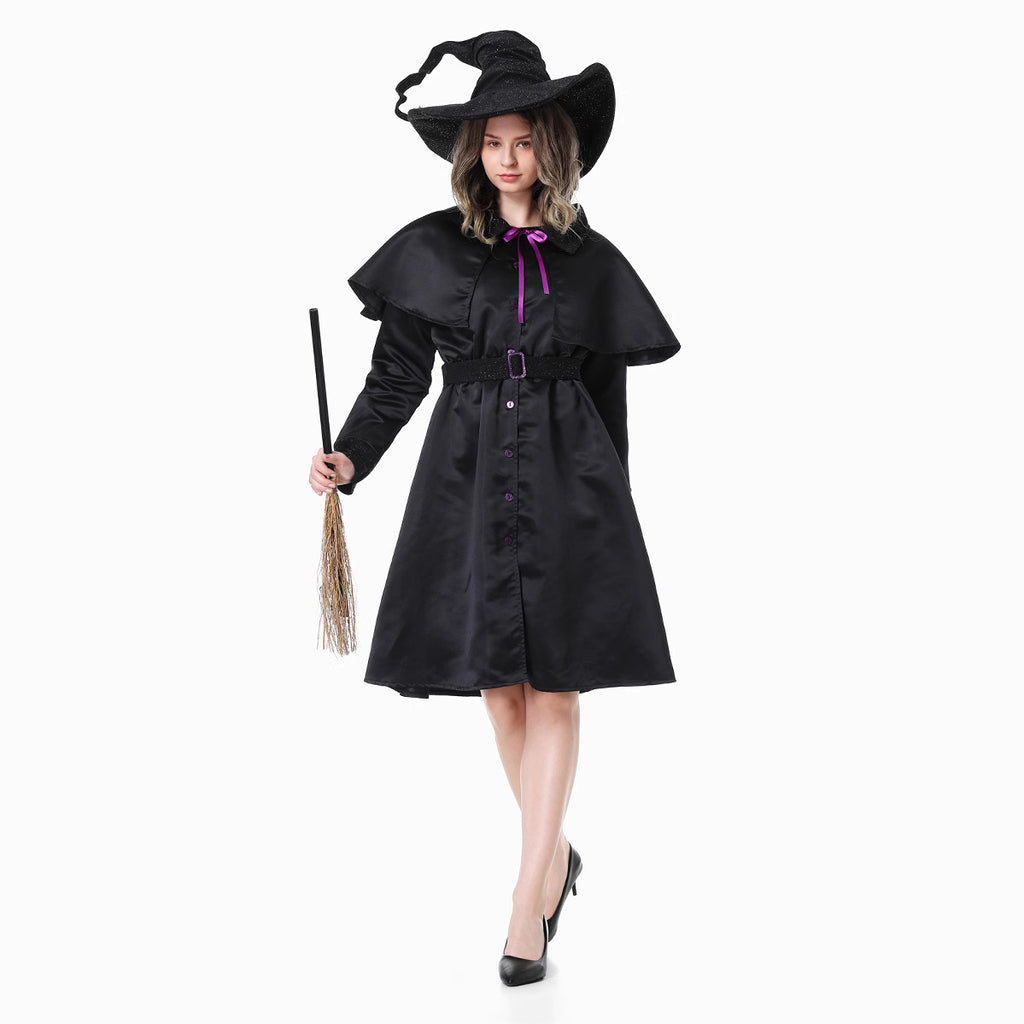 Halloween Wizard Witch Long Robe Cosplay Sets Adult & Kids Outfits