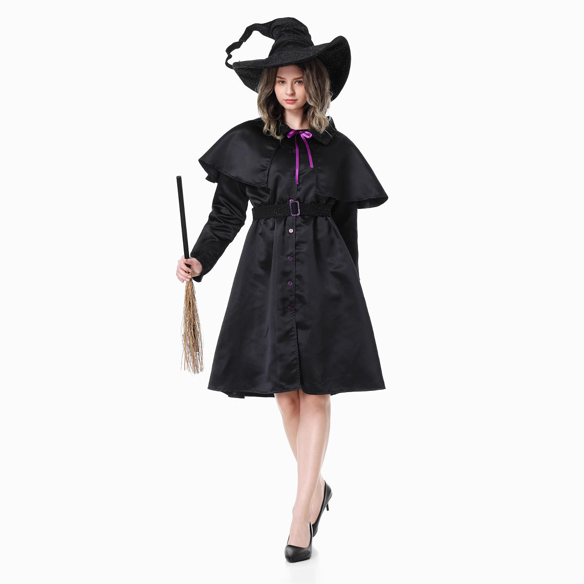 Halloween Wizard Witch Long Robe Cosplay Sets Adult & Kids Outfits