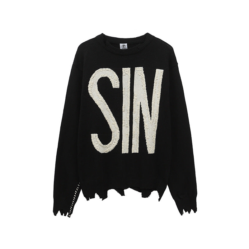 Saint Michael Skeleton Distressed Crew Neck Knit Sweater Unisex