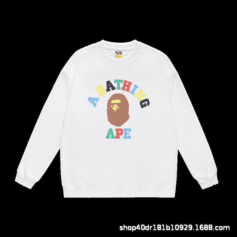 BAPE Crewneck Sweatshirt Ape Head Multi Graphic Street Pullover