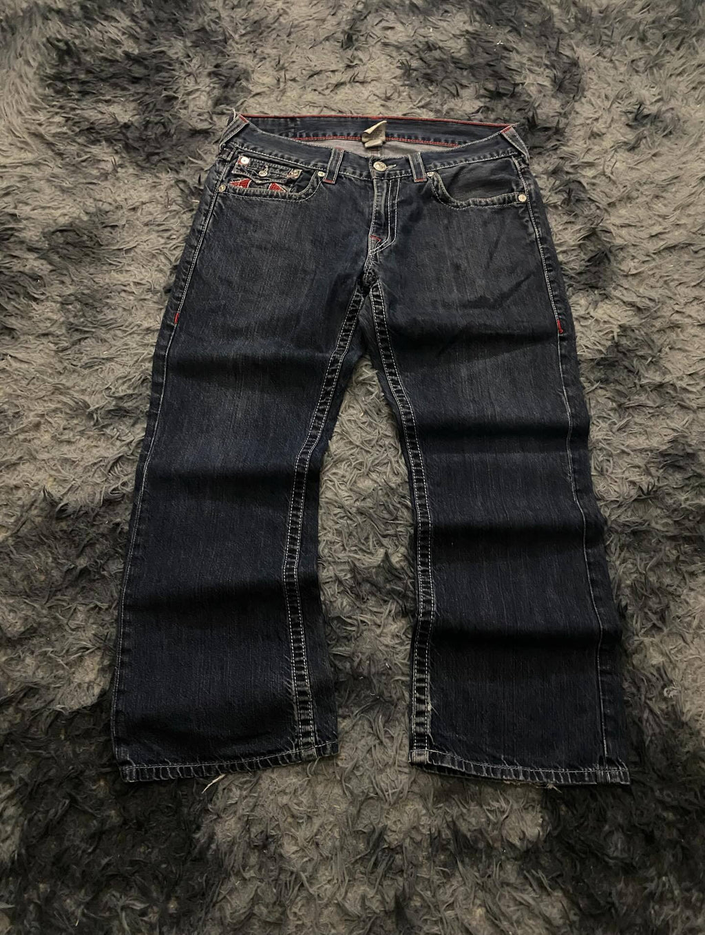 Vintage Horseshoe Embroidery Flare Denim Jeans
