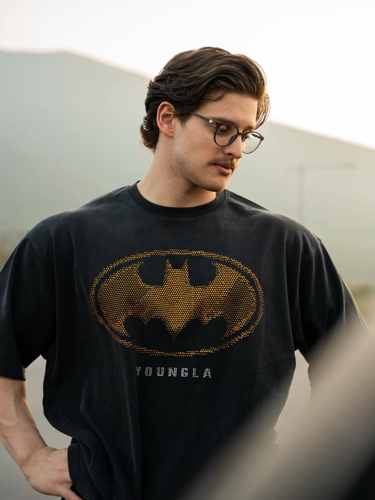YOUNGLA 4257 Batman Rhinestone Tees