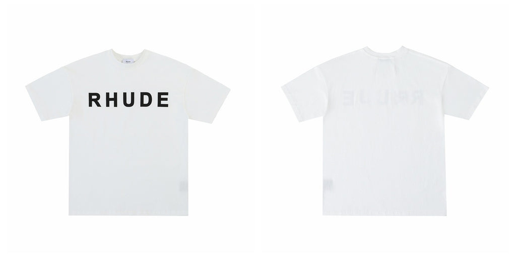 Rhude Graphic Tees Vintage High Street Loose Couple Crew Neck T-Shirt