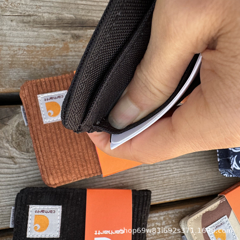 Carhartt Patch Logo Bifold Wallet Canvas Corduroy Paisley Card Holder
