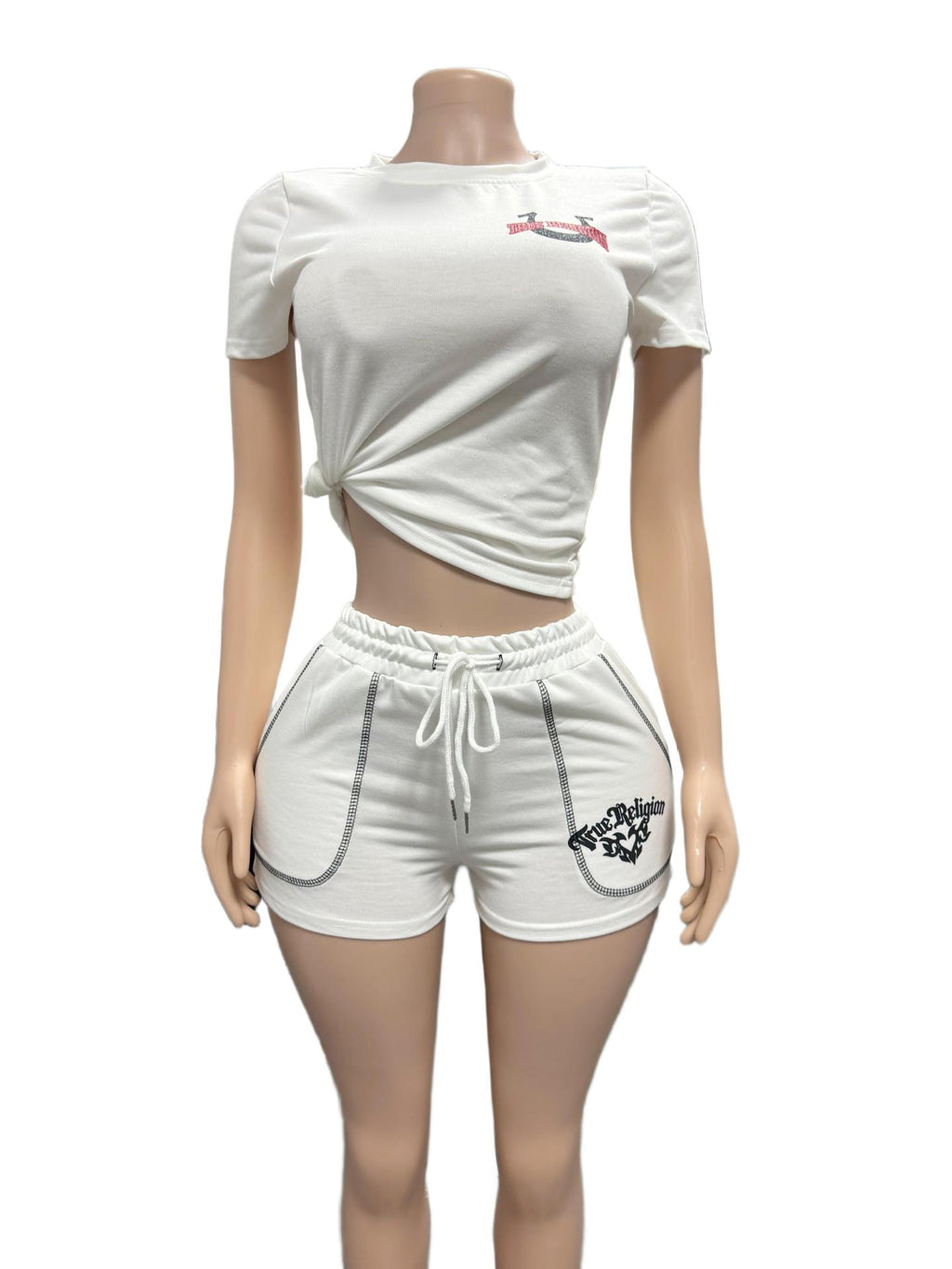 True Religion Horseshoe Graphic Print Tee Shorts 2 Piece Set