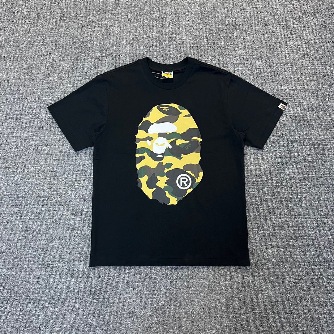 BAPE Classic Camo Ape Head Letter Print Loose Unisex Casual T-Shirt