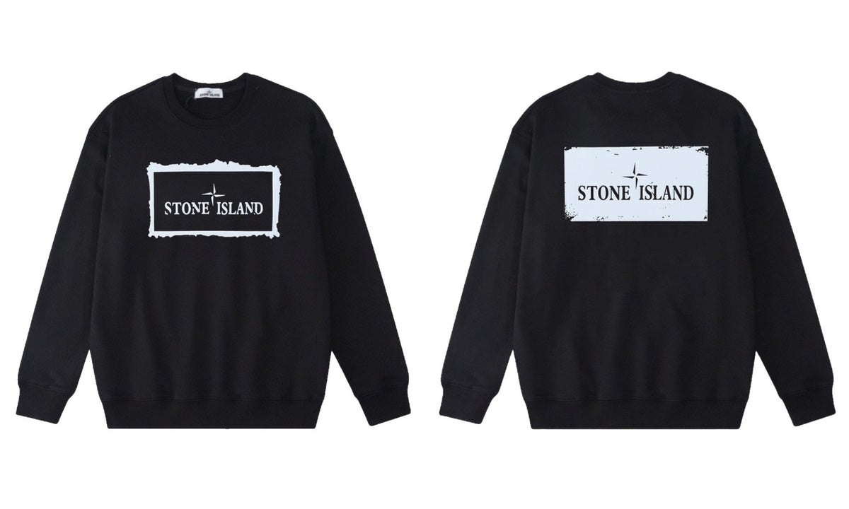 Stone Island Compass Print Crewneck Sweatshirt Men Autumn Pullover