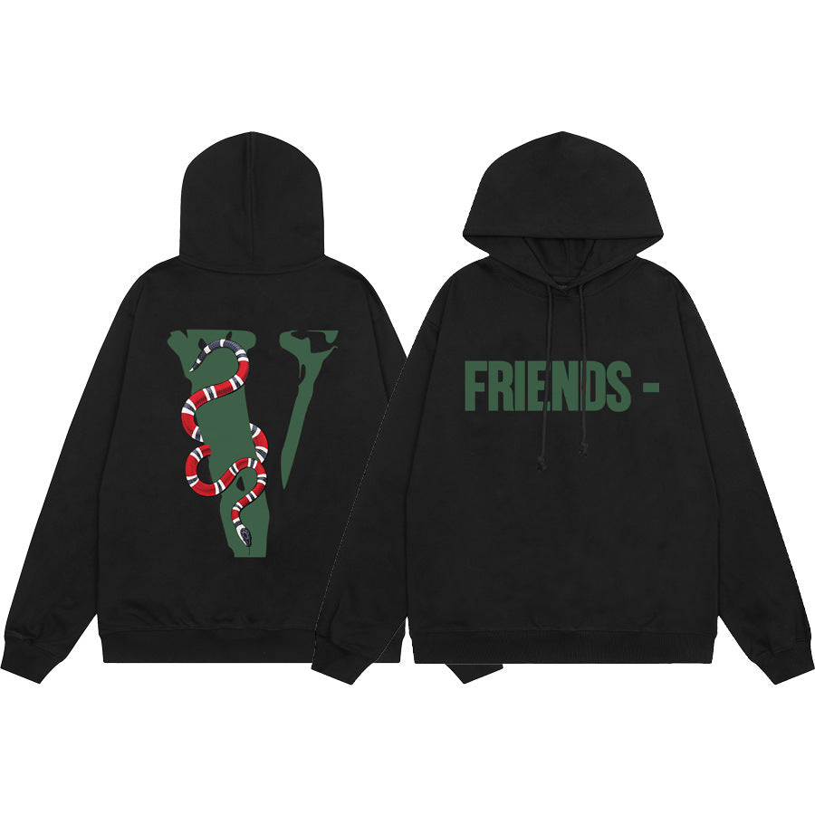 Vlone Multi Pattern Big V Graphic Oversized Hoodie Streetwear Unisex