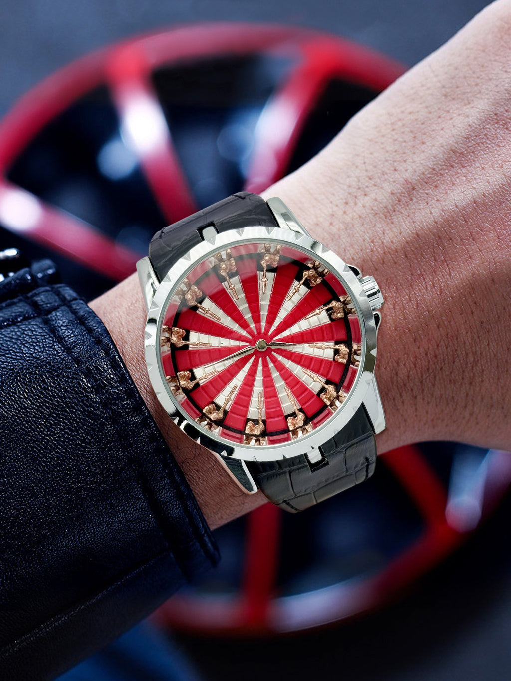 12 Round Table Knights Men Watch 3D Skeleton Dial Quartz Wrist Watch