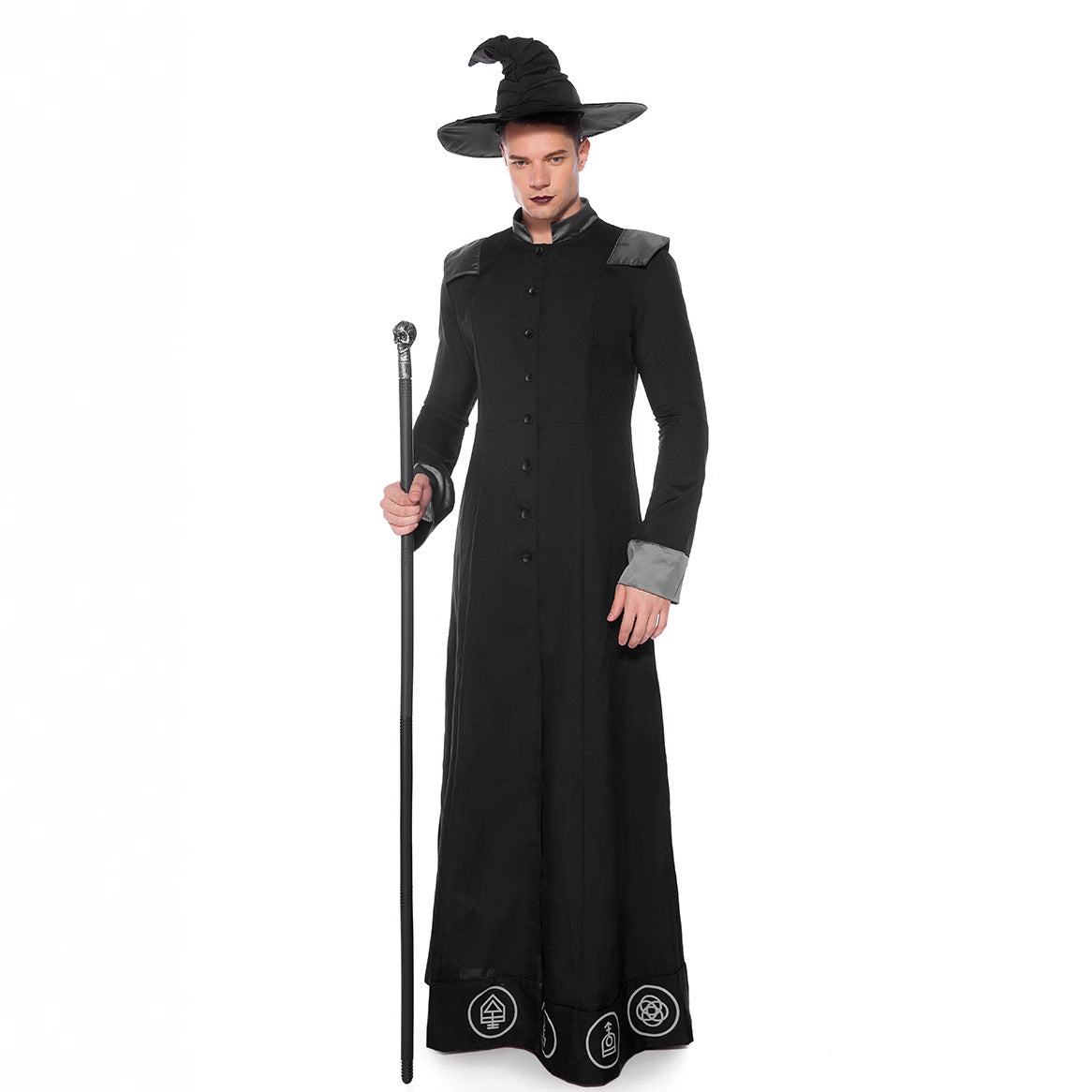 Halloween Wizard Witch Long Robe Cosplay Sets Adult & Kids Outfits
