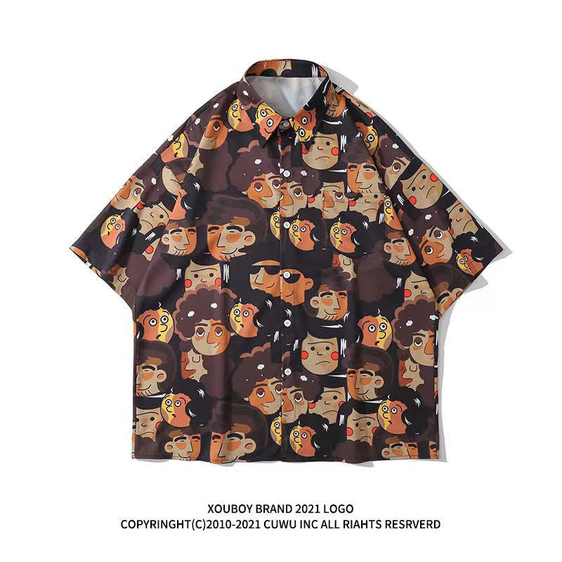 Mens Tropical Hawaiian Floral Loose Short Sleeve Summer Shirt 8002-8034