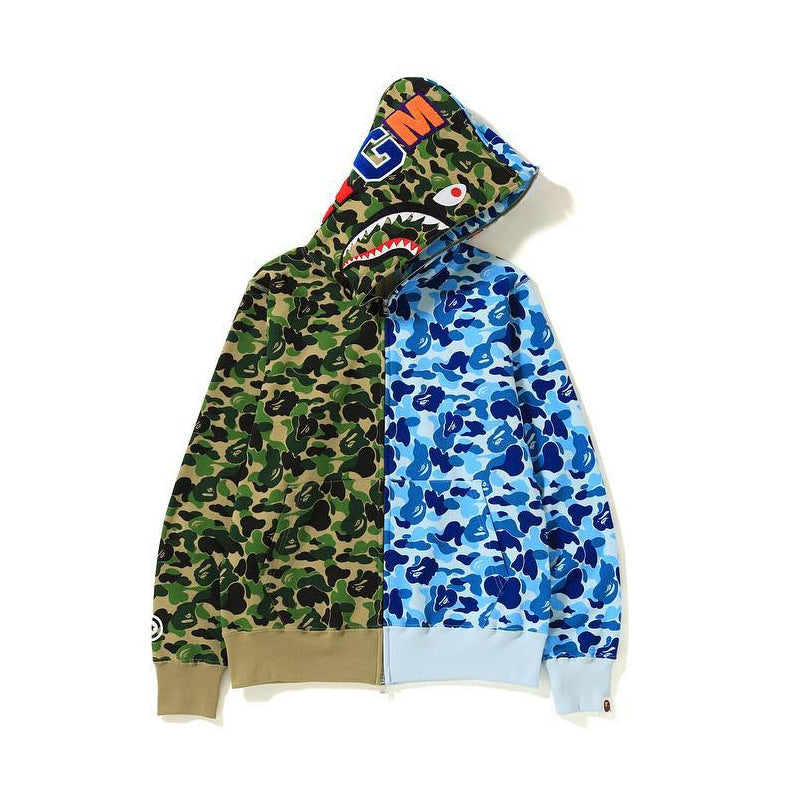BAPE Shark Camo Print Full Zip Streetwear Hoodie Unisex