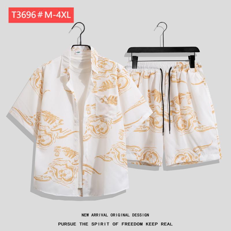 Couple Hawaiian Floral Set Loose 5 Inch Shorts T3664-T3699