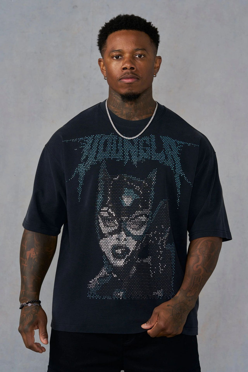 YOUNGLA 4257 Batman Rhinestone Tees