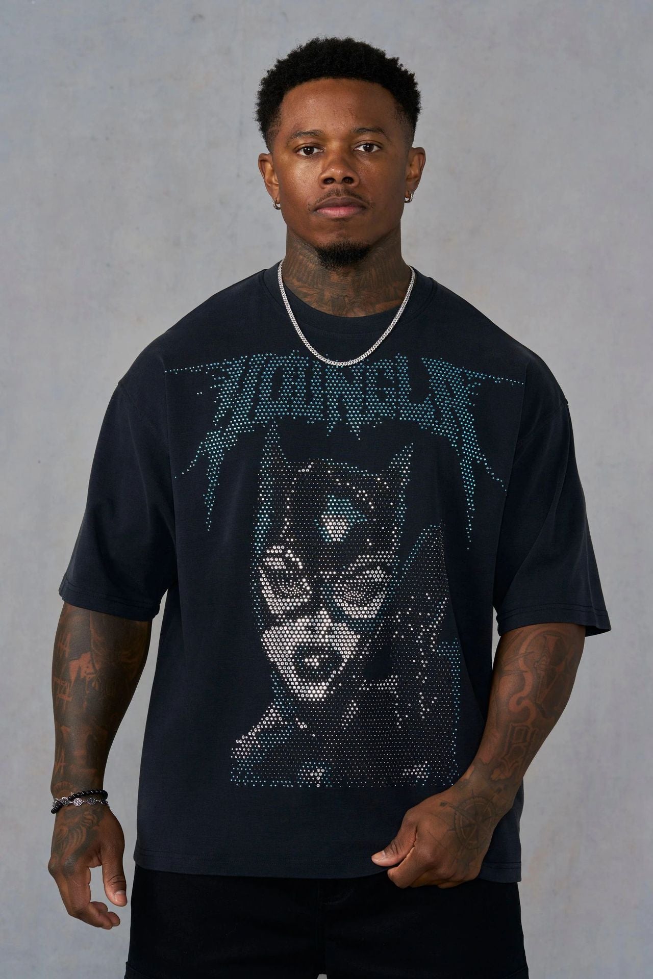 YOUNGLA 4257 Batman Rhinestone Tees