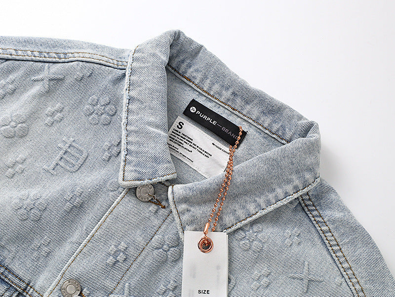 Purple Brand Loose Fit Distressed Denim Jacket Unisex
