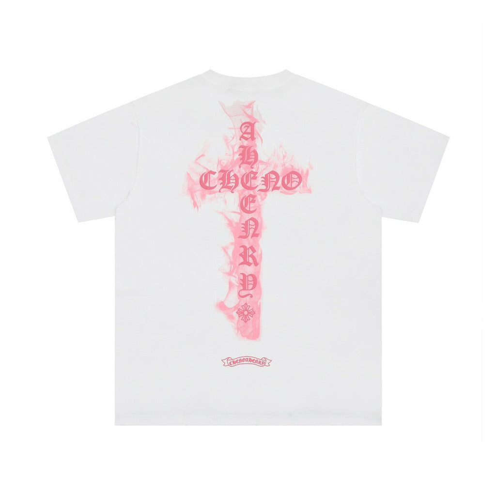 Chrome Hearts Color Sanskrit Cross Print Short Tee Unisex Y2K