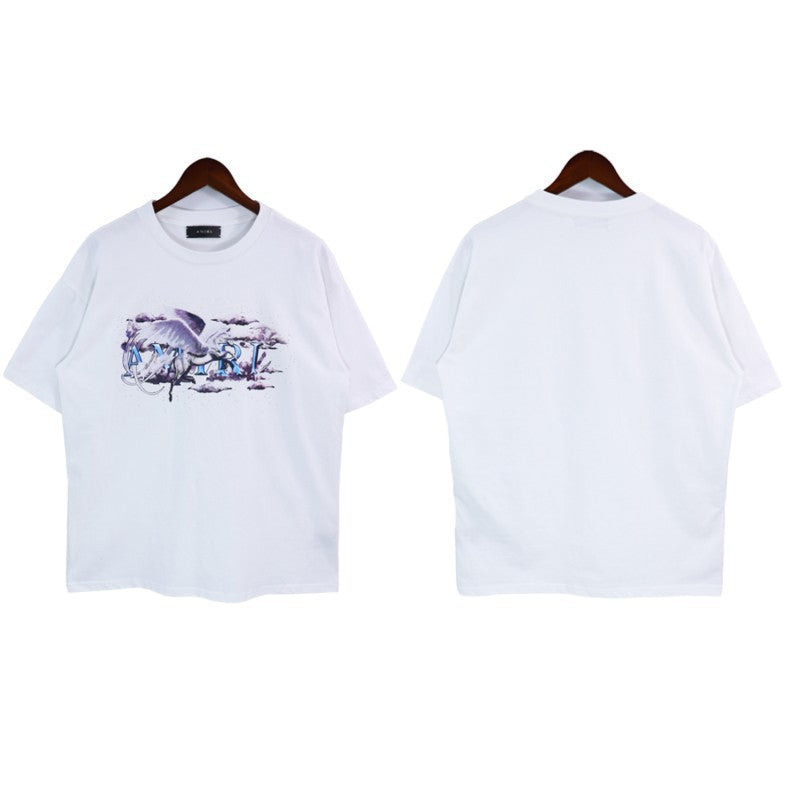 Amiri Multi‑Pattern Letter Graphic Oversized Tee Streetwear Unisex