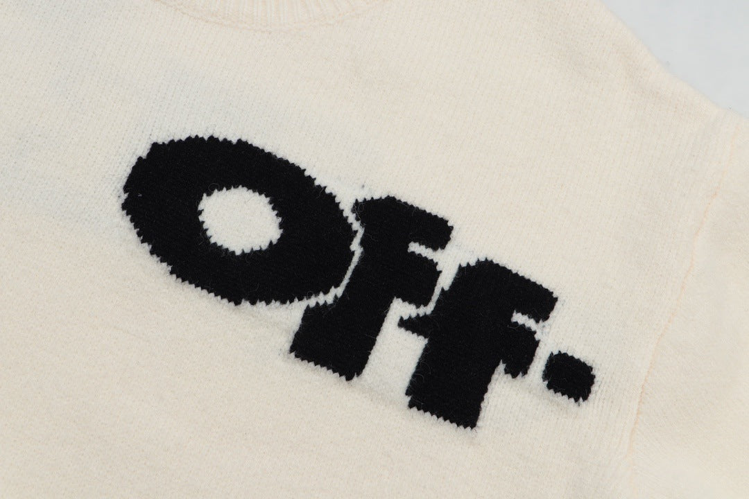 Fluffy Letter Embroidery Streetwear Crew Neck Knit Sweater