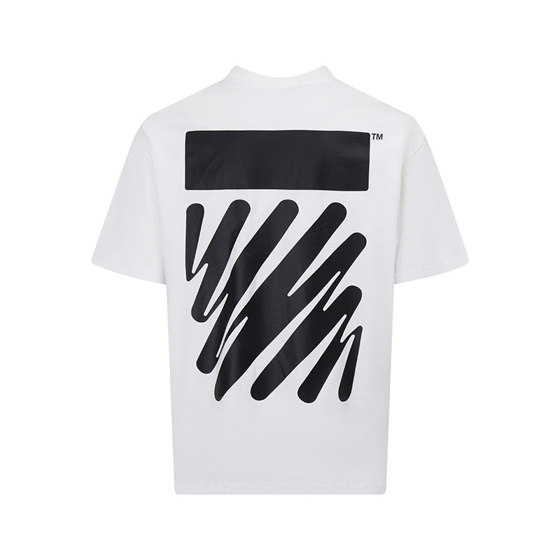 Tape Arrow Graphic Print Streetwear Crew Neck Short Sleeve T Shirt