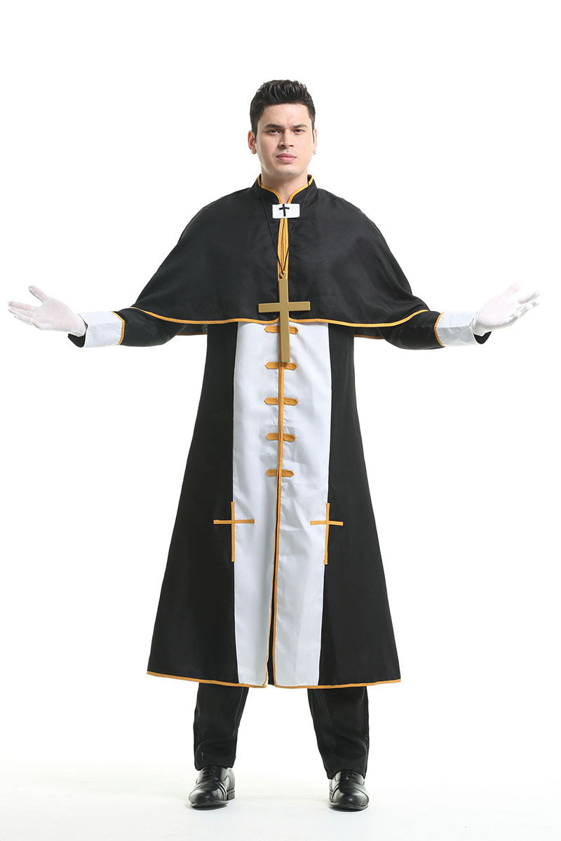 Halloween Men Priest Father Cosplay Religious Robe Carnival Party Sets