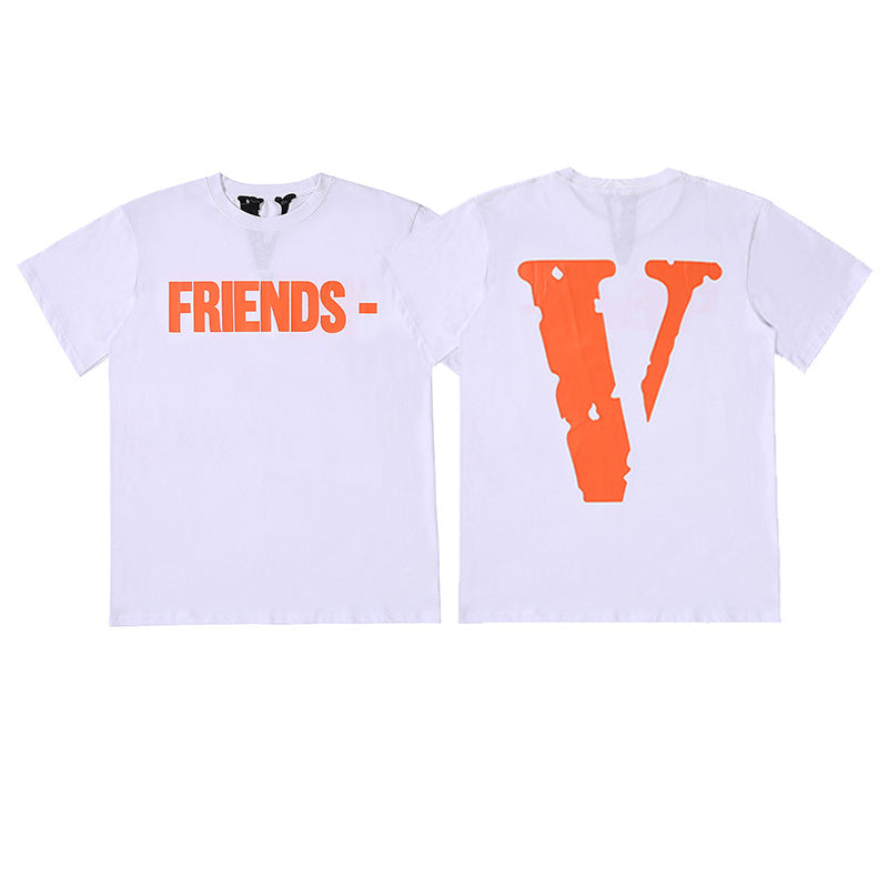 Vlone Big V Letter Graphic Print Short Sleeve Tee Streetwear Unisex