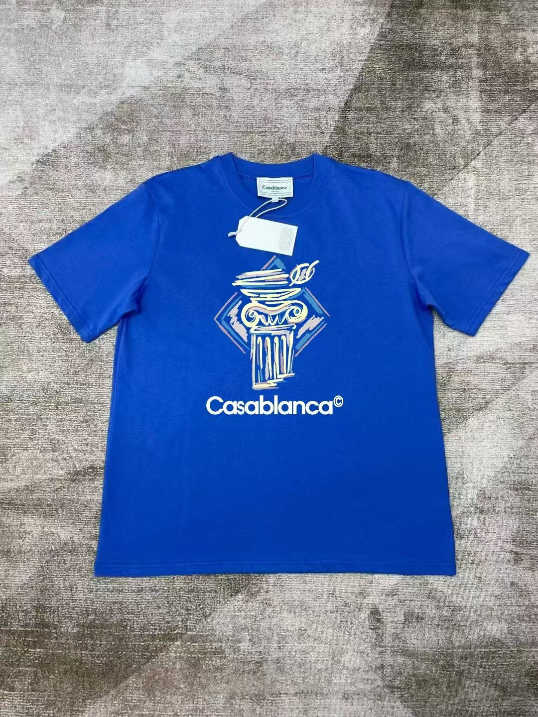 Casablanca Art Graphic Print Loose Unisex Short Sleeve T-Shirt