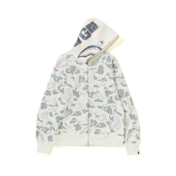BAPE Shark Camo Print Full Zip Streetwear Hoodie Unisex