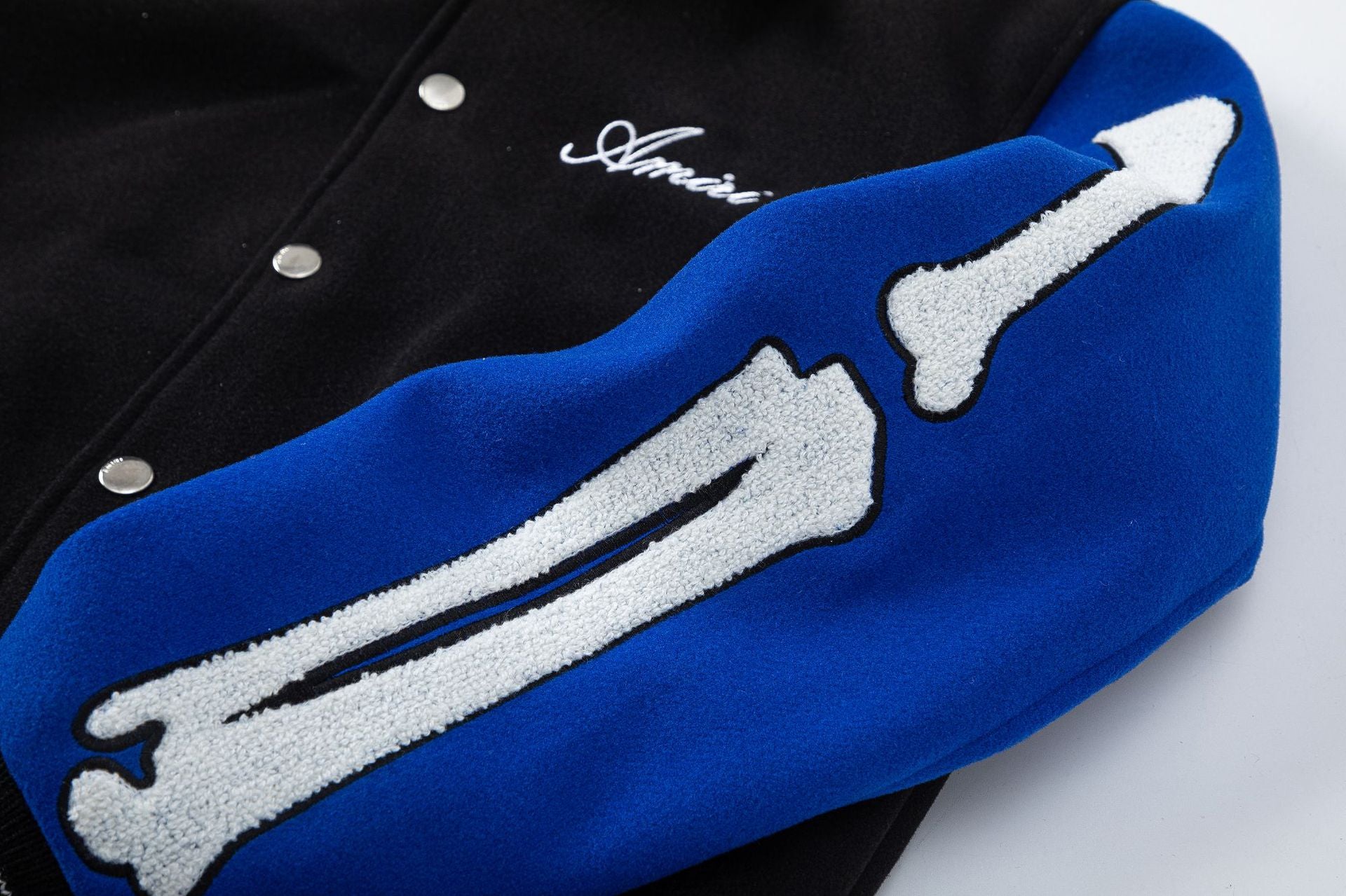 Amiri Bone Towel Embroidery Collared Varsity Jacket Unisex