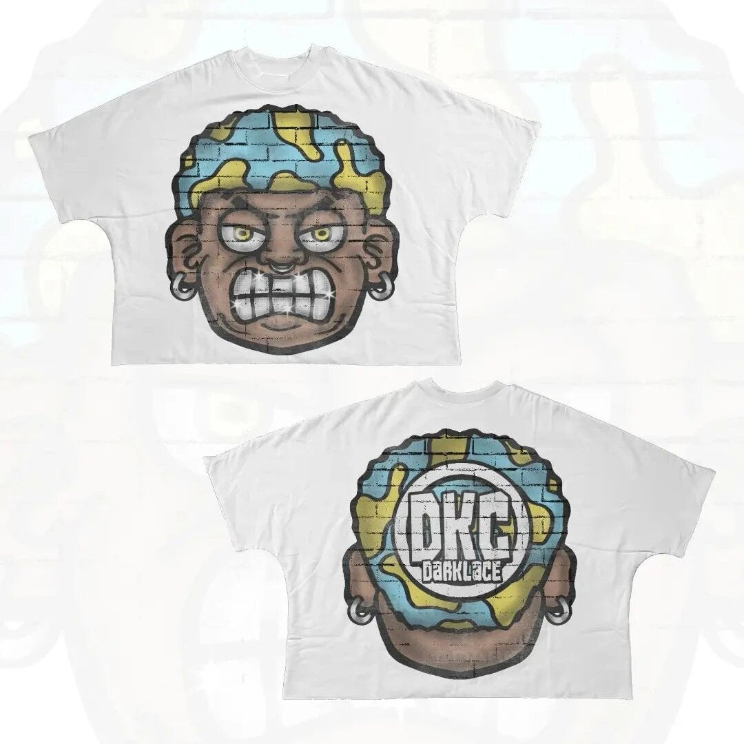 Y2K Punk Cartoon Hip Hop Grafik Unisex Oversized Streetwear Baumwoll-T-Shirt