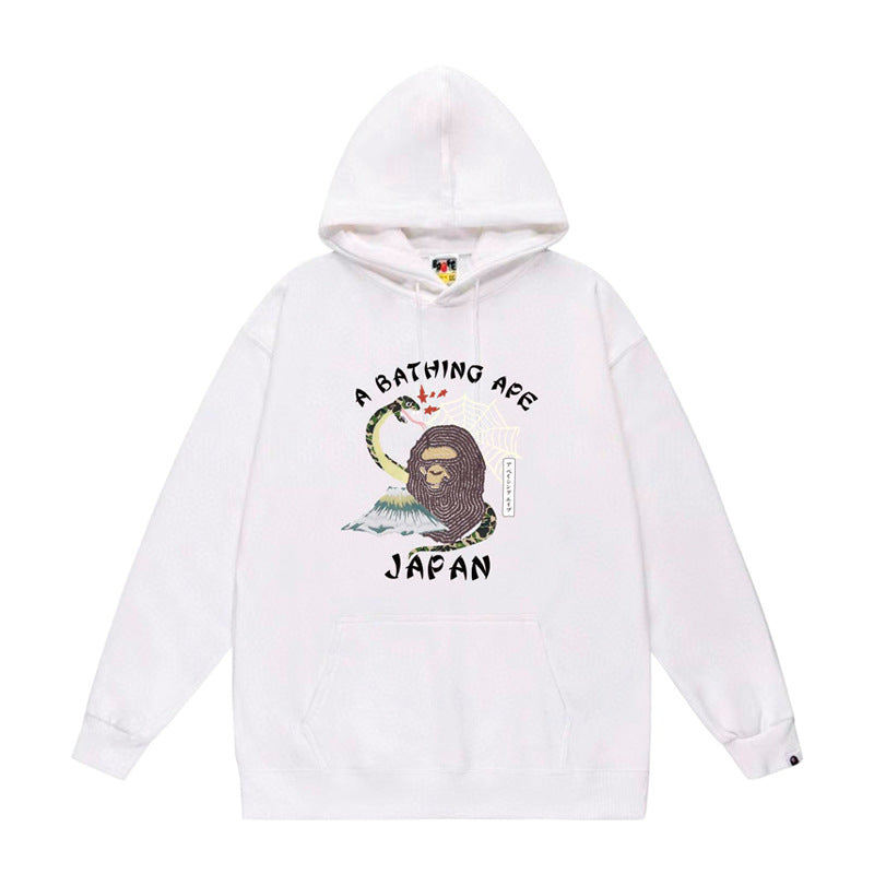 BAPE x Stussy Shark Graphic Hoodie Street Cotton Pullover Sweatshirt