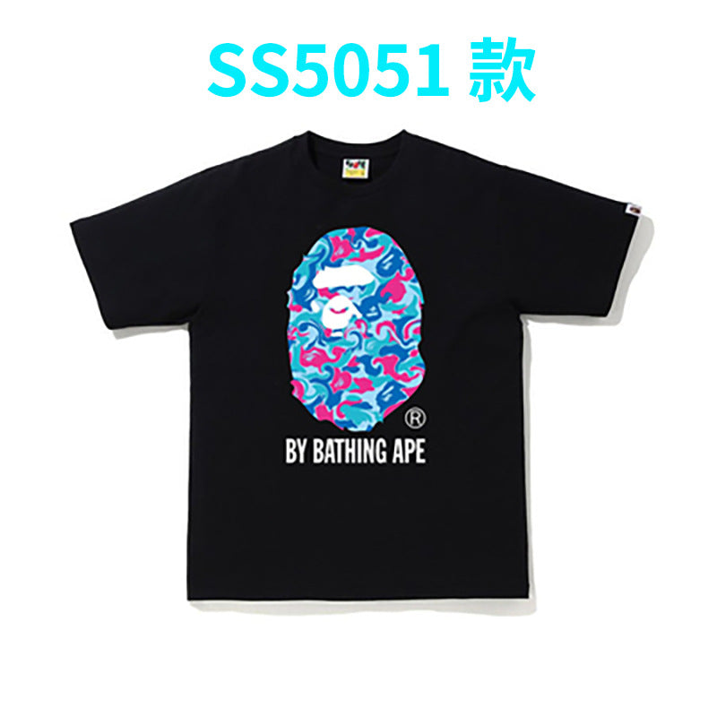 BAPE Shark Camo Graphic Tee Loose Unisex Streetwear T-Shirt