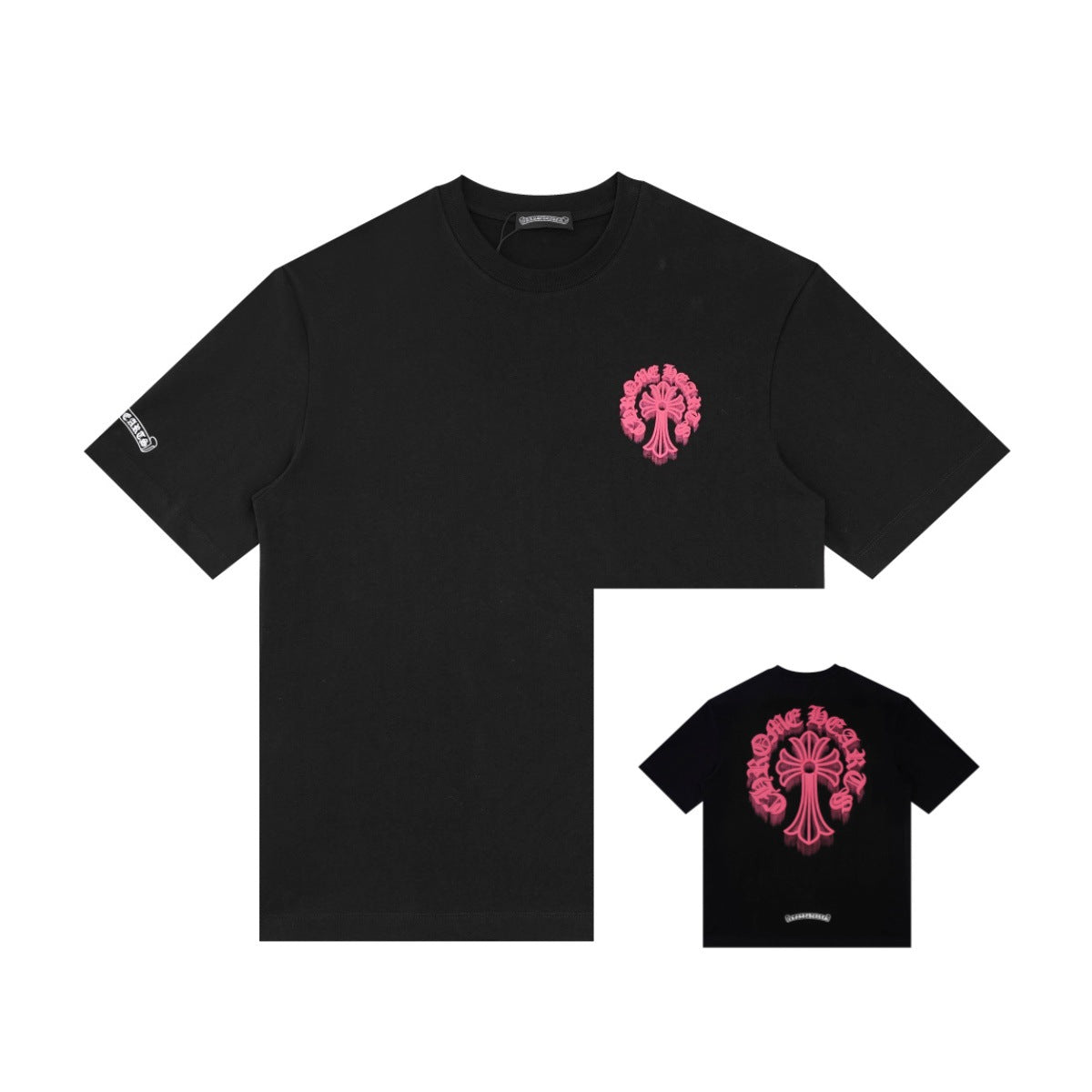 Chrome Hearts Color Sanskrit Cross Horseshoe Print Short Tee Unisex