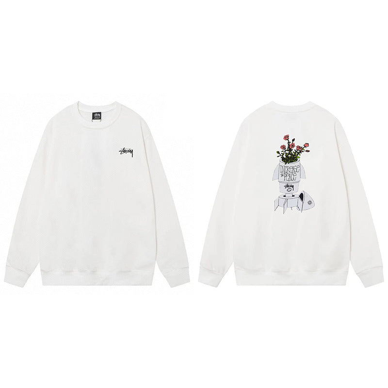 Stussy Graphic Crewneck Sweatshirt 8 Ball Dice Street Casual Pullover