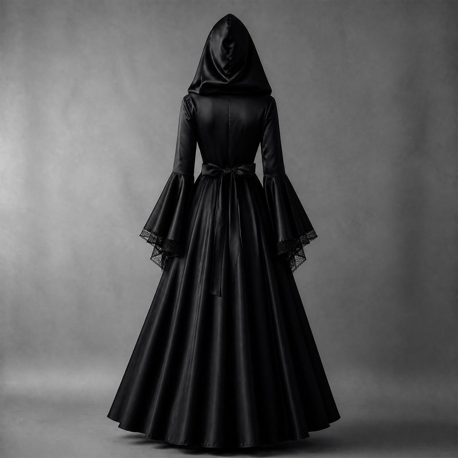 Halloween Women Medieval Gothic Hooded Witch Cosplay Long Dress