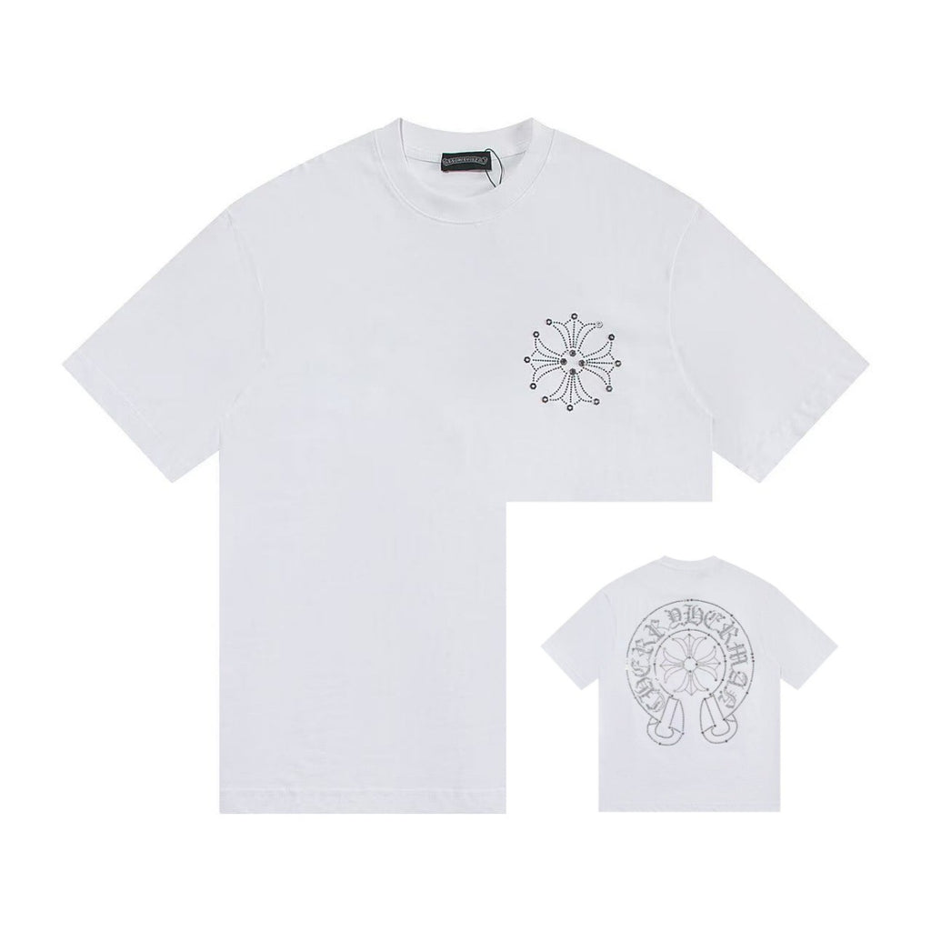 Chrome Hearts Color Sanskrit Cross Horseshoe Print Short Tee Unisex