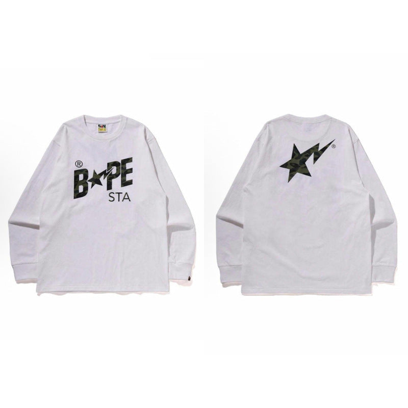 Bape Baby Milo Camo Ape Head Graphic Oversized Long Sleeve Tee Street