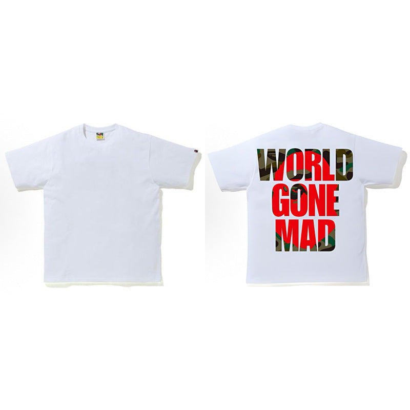 BAPE Ape Head Shark Print Loose Casual Unisex Short Sleeve T-Shirt