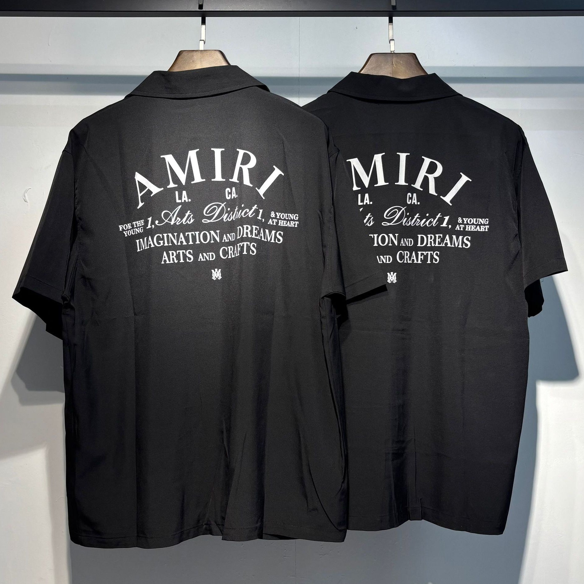 Camp Collar Arch Letter Print Loose Short Sleeve Shirt