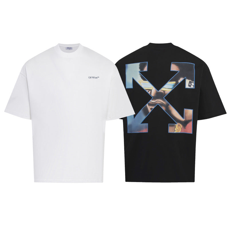 Off White Arrow Graphic Print Crew Neck Unisex T Shirt