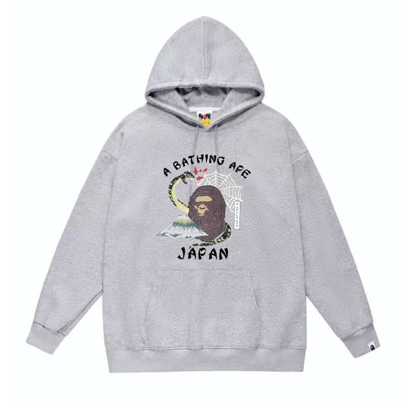 BAPE x Stussy Shark Graphic Hoodie Street Cotton Pullover Sweatshirt