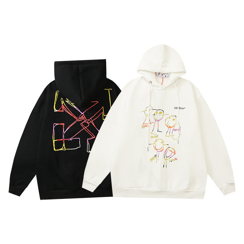 Off White Arrow Graphic Print Hoodie Streetwear Unisex