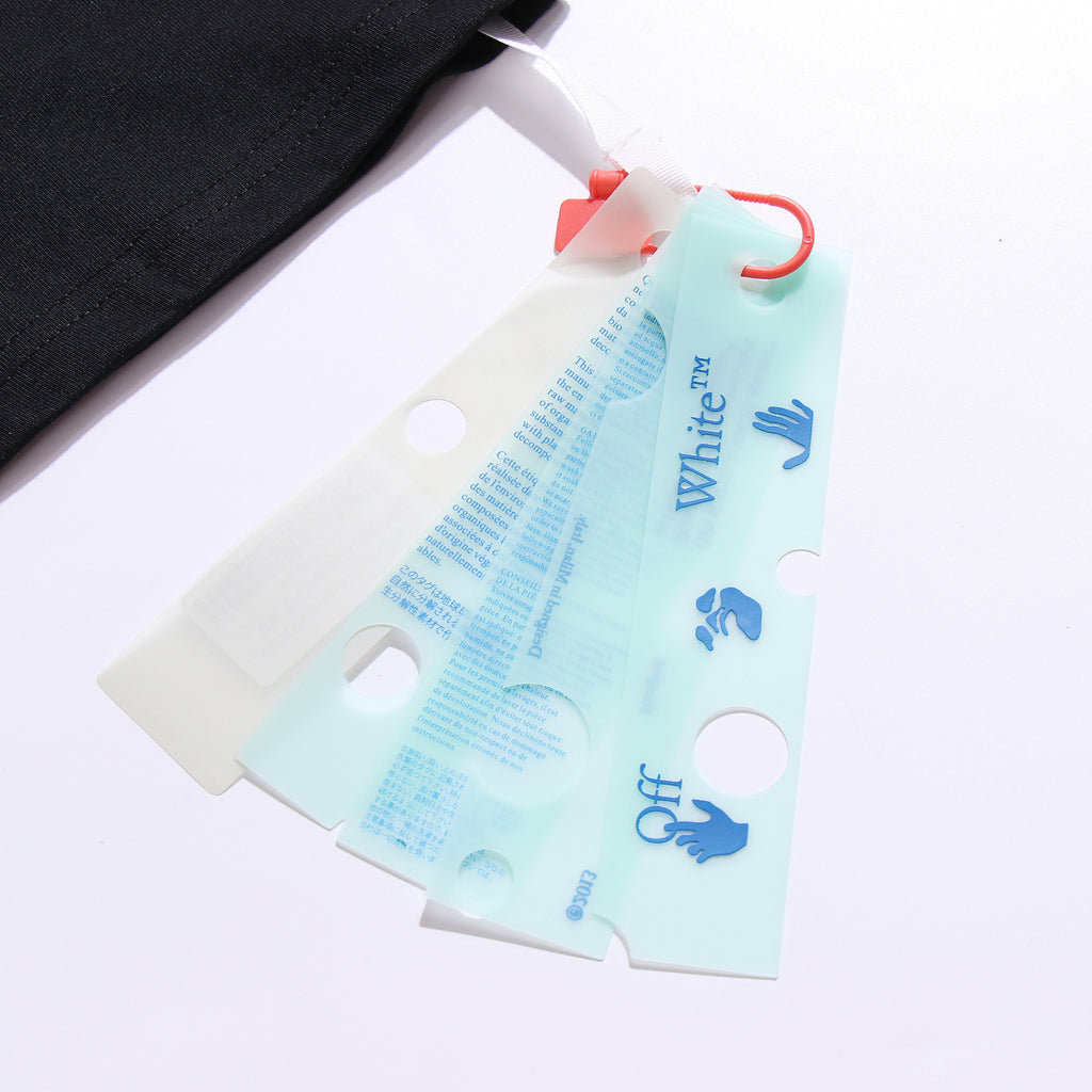 Off White Arrow Hand Letter Graphic Crew Neck Short Sleeve T Shirt