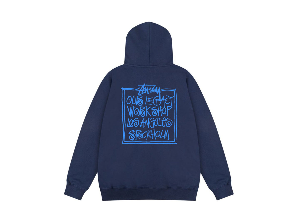 Stussy Zip Up Hoodie Multi Graphic Letter Print Streetwear Jacket