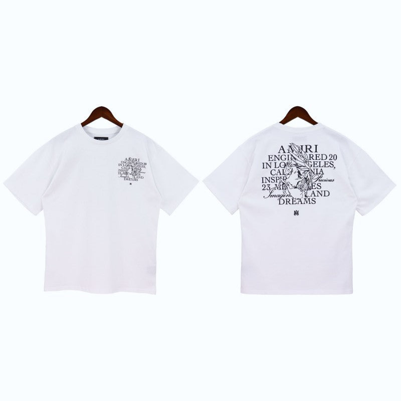 Amiri Multi‑Pattern Letter Graphic Oversized Tee Streetwear Unisex