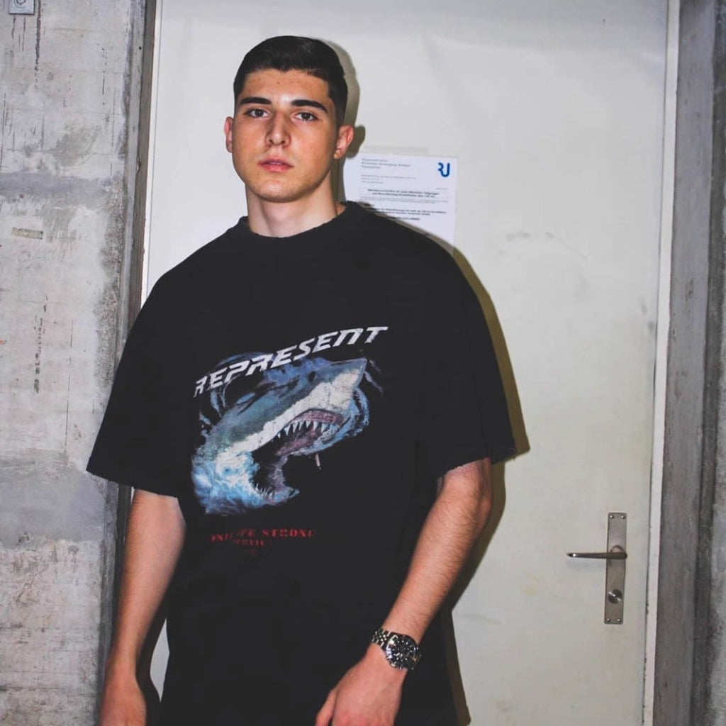 Represent Shark Washed Graphic Oversized Tee Streetwear Unisex