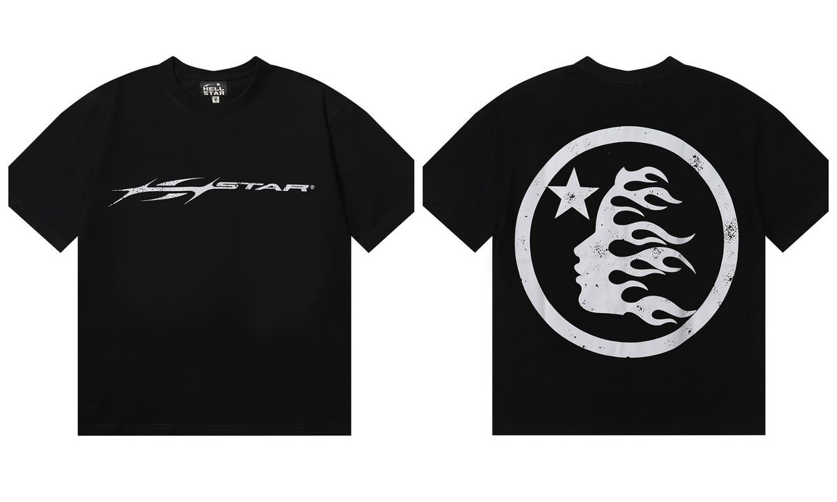 Hellstar Series Vintage Graphic Print Loose Unisex Streetwear T-Shirt