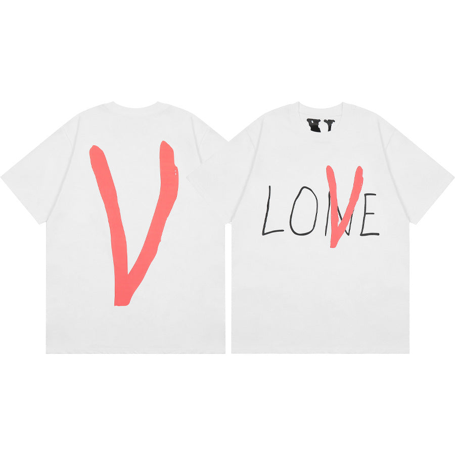 Vlone Big V Letter Graphic Short Sleeve Tee Streetwear Unisex