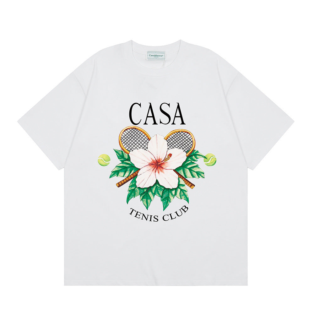 Casablanca Multi‑Print Tennis Floral Graphic Oversized Tee Streetwear