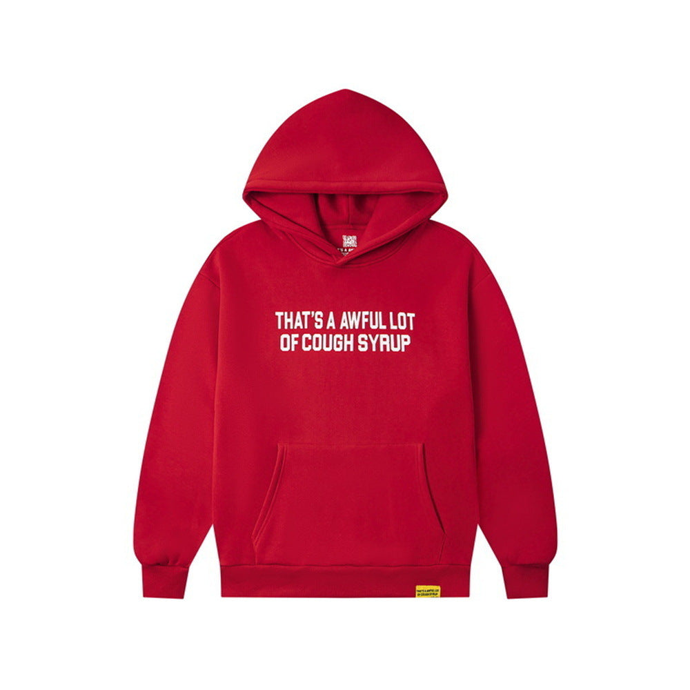 Cough Syrup Graphic Hoodie Vintage Letter Print HipHop Street Pullover